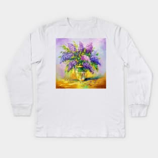 Bouquet of lilacs in a vase Kids Long Sleeve T-Shirt